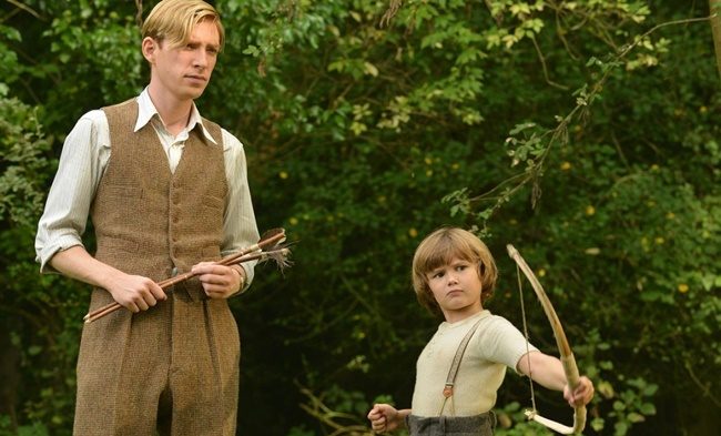 Domhnall Gleeson as Alan Milne and Will Tilston as Christopher Robin